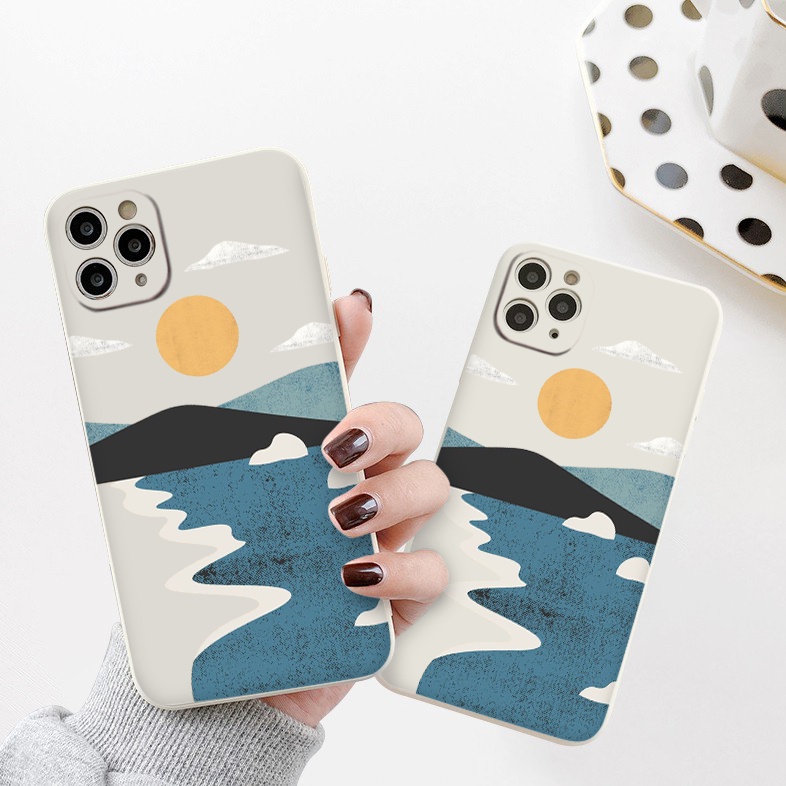 Ốp lưng iphone ốp chống bẩn biển xanh núi đen siêu chill ip 7plus 8plus x xsmax 11 12 13 14 pro max plus e4470