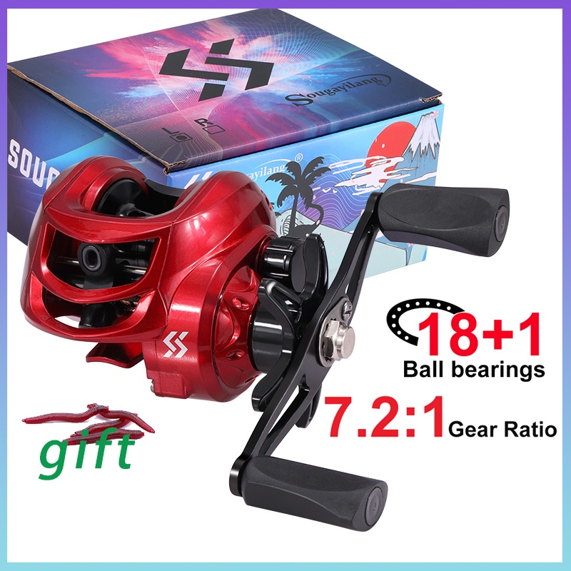 COD Máy Câu Ngang Máy Câu Lure Loại Máy Câu Cá Tay Trái Và Tay Phải，Tỷ lệ bánh răng 7.2: 1, 18+1BB