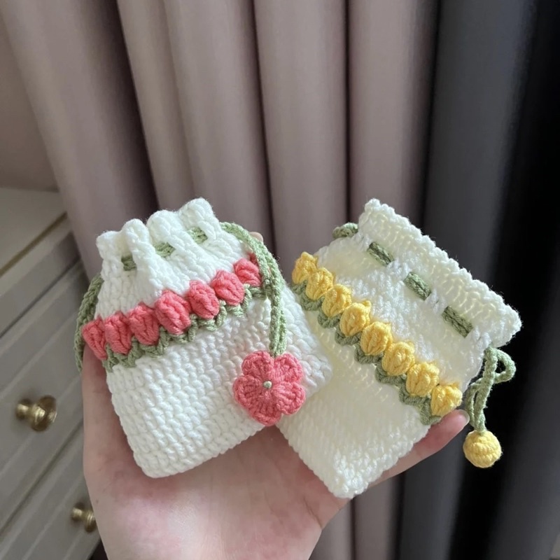 Túi rút nhỏ xinh handmade làm bằng len hình hoa Tulip 🌷