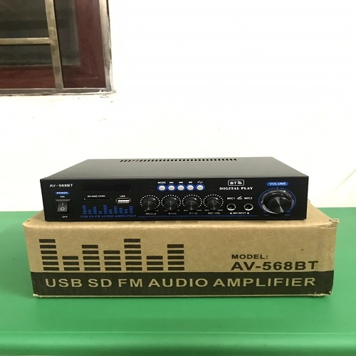 Amply mini karaoke bluetooth AV-568BT chạy điện 12v và 220v hàng chuẩn