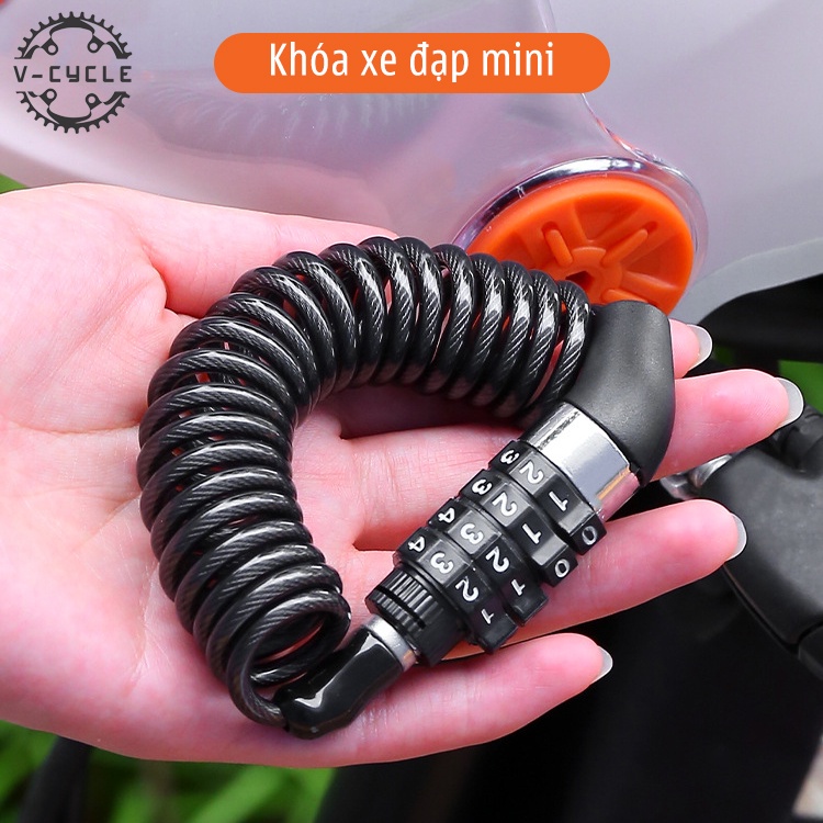 Khóa dây xe đạp mini lõi thép 4 mã số, khóa dây nhỏ gọn tiện lợi, có thể đổi mật mã (bảo hành 1 tháng)