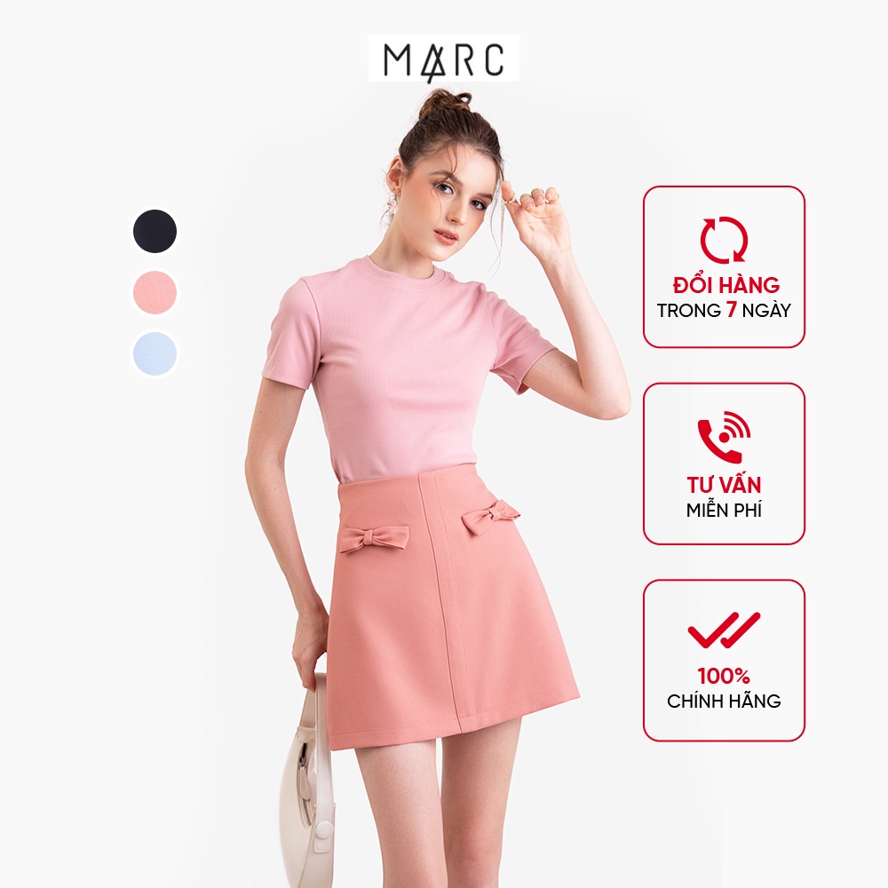 Váy nữ MARC FASHION mini form A 2 túi trước đính nơ CBST022423