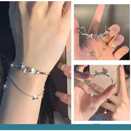 Vòng Tay Hai Lớp Bằng Hợp Kim Hình Bướm Thời Trang Dành Cho Nữ