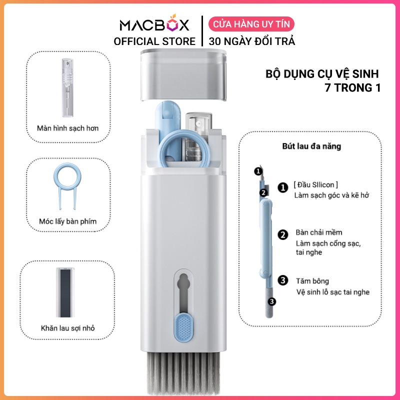 Bộ Dụng Cụ Vệ Sinh Laptop - Máy tính - Bàn Phím - Tai Nghe Airpod Đa Năng 7 in 1 Siêu Nhỏ Gọn Macbox