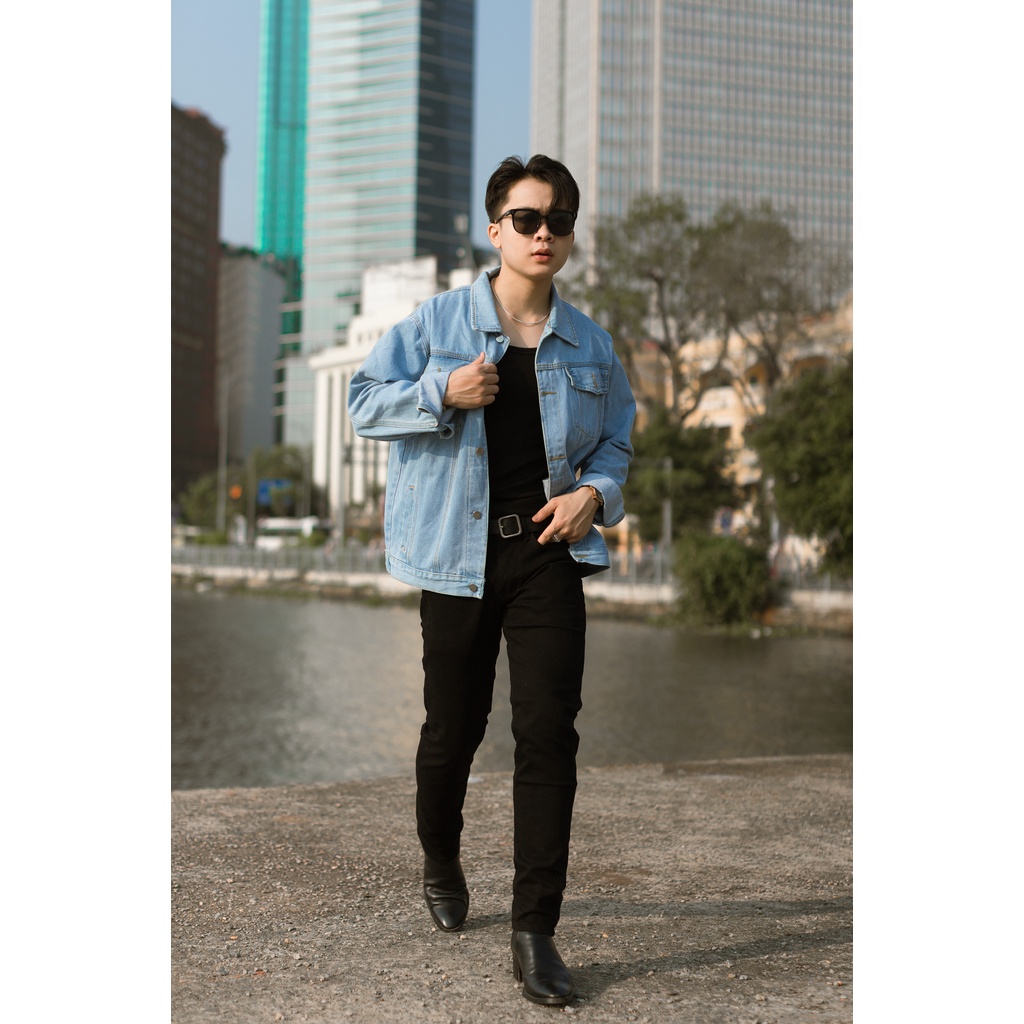 Áo khoác vải jean nam thời trang LADOS - 12068 thiết kế dày dặn nam tính - Chất jean cao cấp xu hướng 2022