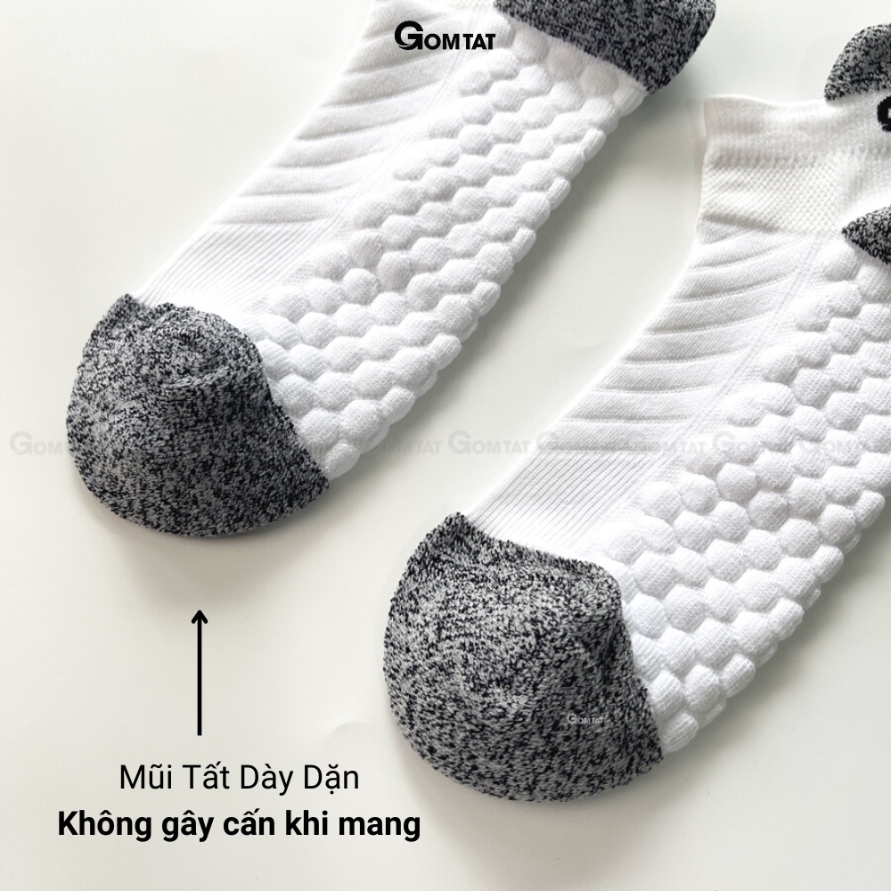 Tất thể thao nam nữ cổ ngắn GOMTAT, chất liệu cotton hút ẩm thoáng khí có đệm nút thun êm chân  -GOM501-THETHAO-1DOI