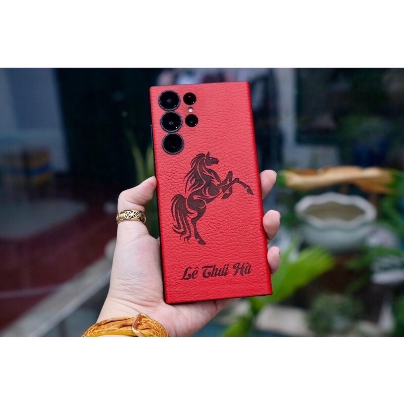 Miếng dán da SAMSUNG S22 ULTRA - DA THẬT 100% - KHẮC TÊN, SĐT, CHỮ KÝ...