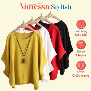 Áo nữ kiểu cánh dơi form rộng bigsize che khuyết điểm chất liệu đũi mềm mát Vanessa Stylish AKH.36