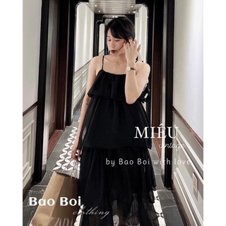 Maxi đen 2s xoè tầng