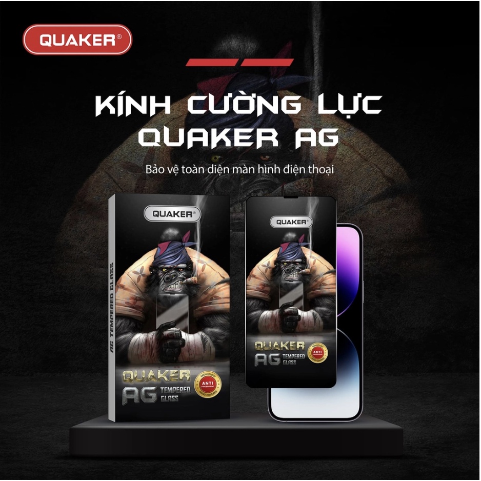 Kính cường lực iphone Quaker AG GAME THỦ Bề Mặt Nhám Chống Bám Vân Tay X XS XSMAX 11 12 13 14 PRO
