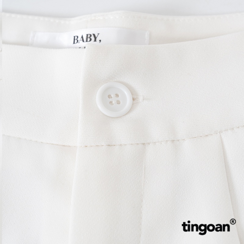 TINGOAN® -Quần cạp cao chiết ly eo dáng ống suông trắng rộng trắng THUNDERCLOUD PANTS/WH phiên bản mới nhất tháng 10.23