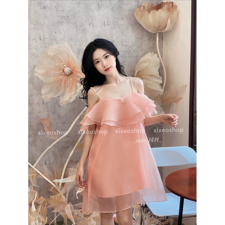 Váy tơ bèo princess ridbon dress tiểu thư xixeoshop - v451