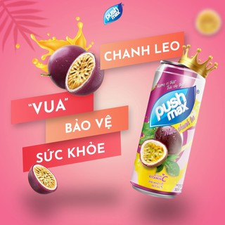 Thùng 24 Lon Nước Trái Cây Pushmax Chanh Leo (320ml x 24 Lon)