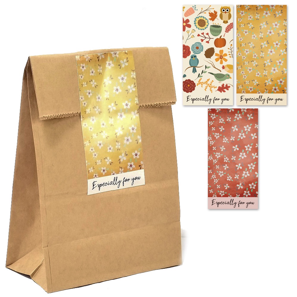 Tem niêm phong gói hàng, nhãn dán cảm ơn thiết kết hoa lá đen trắng cực đẹp