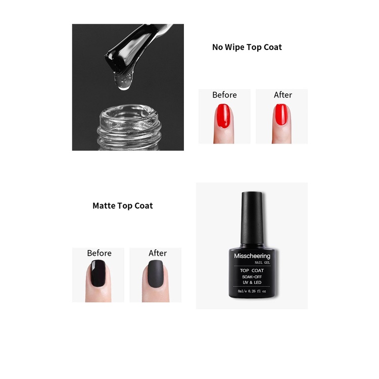 Sơn Gel UV Base coat, Top coat, Matte top coat, Tempered top coat.