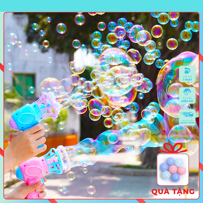 Đồ Chơi Cho Bé Súng Bắn Bong Bóng Xà Phòng 4 Nòng Dùng Pin Cho Trẻ Xuzela-ĐC51