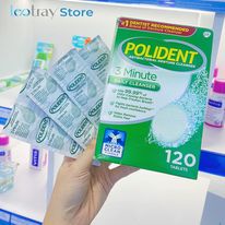 Viên sủi ngâm làm sạch và vệ sinh hàm tháo lắp, máng tẩy trắng, khay chỉnh nha - Polident Antibacterial Denture Cleanser