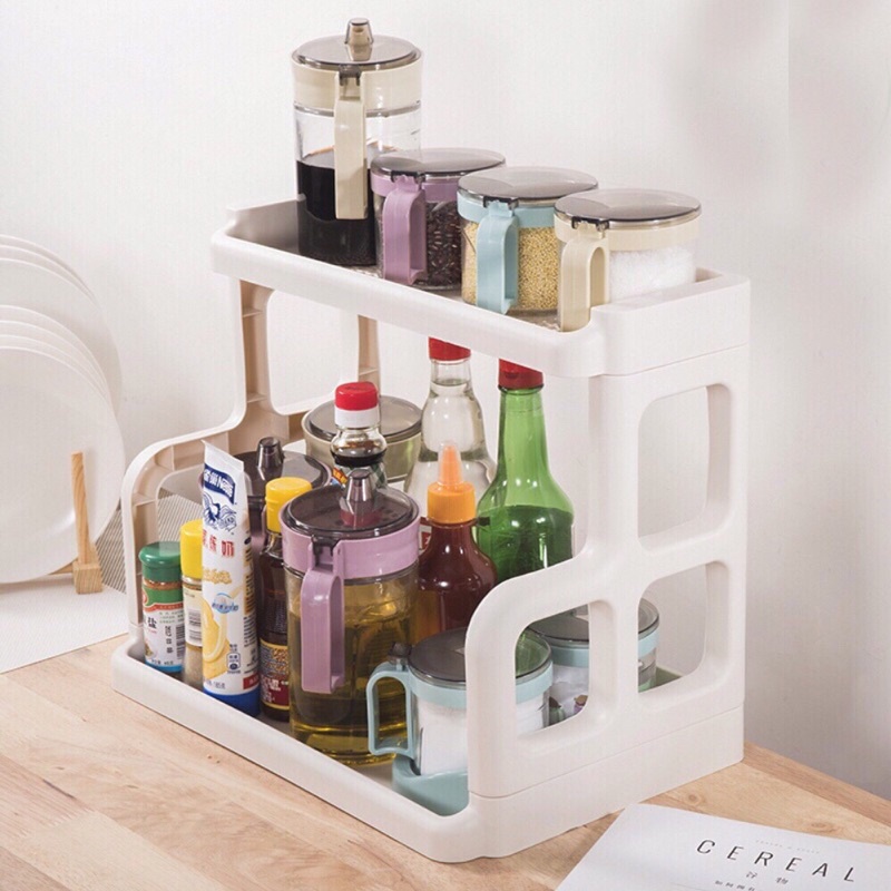 Kệ đựng gia vị nhà bếp, kệ để đồ nhà tắm 2 tầng nhựa Việt Nhật