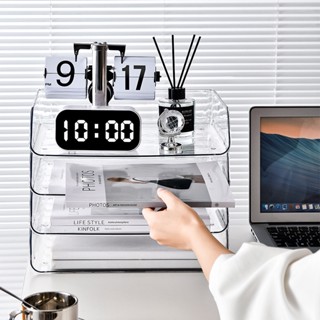 Khay nhựa trong suốt kệ đựng tài liệu a4 văn phòng xinh xắn giá đựng sách để bàn decor bàn học kệ đựng sách để bàn BG04