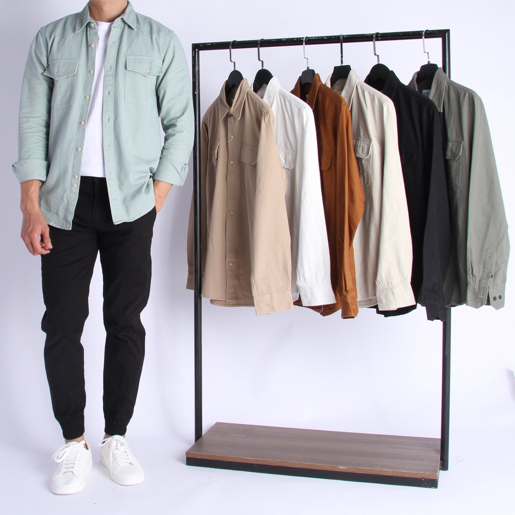 Áo sơ mi dài tay form rộng kaki DICYDE AV.D.DCD.03 cao cấp