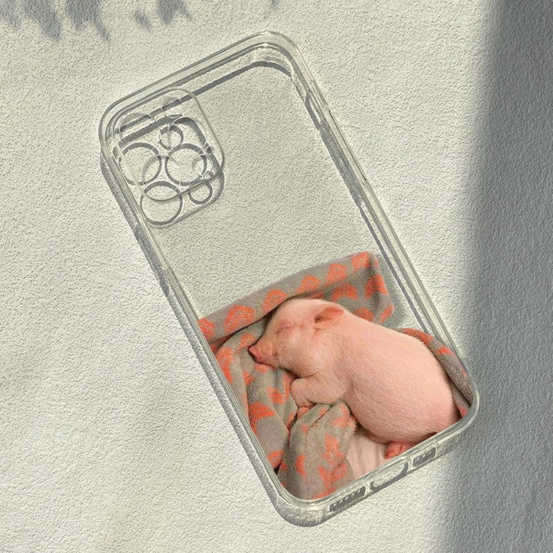 Ốp Điện Thoại Mềm Trong Suốt in hình heo nằm ngủ IPhone 14 13 12 11 Pro Max X XR Xs Max 8 7 6 6s Plus SE 2020 u554