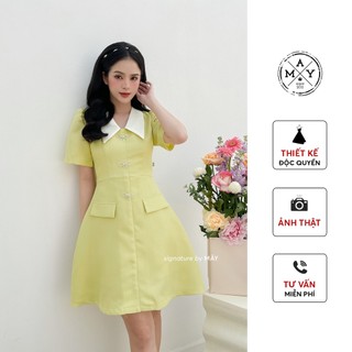 Váy Ngắn MAY.SINCE2011 Thiết Kế Phối Cổ Đính Nơ Đá Cực Sang TAU01-1762