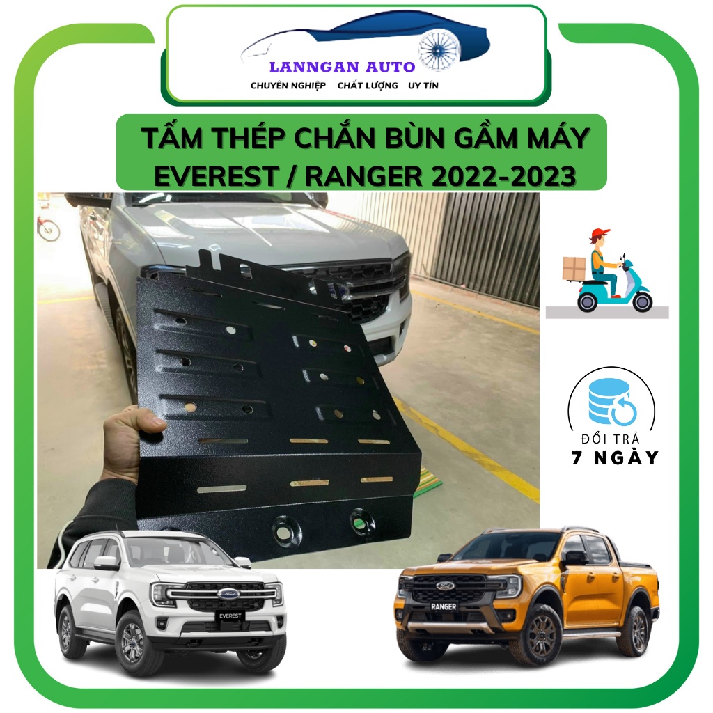 Tấm chắn gầm máy Ford Everest, Ranger 2022-2023, Chắn gầm kim loại Chống đá văng, bùn đất. Lắp chung Có ốc đi kèm tự lắp