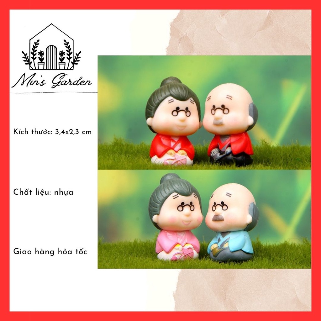 Ông bà lão ngồi (đôi) 🔥FREE SHIP🔥 phụ kiện trang trí tiểu cảnh