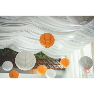 Đèn lồng giấy đèn lồng tròn trang trí lễ hội size 30cm đủ màu