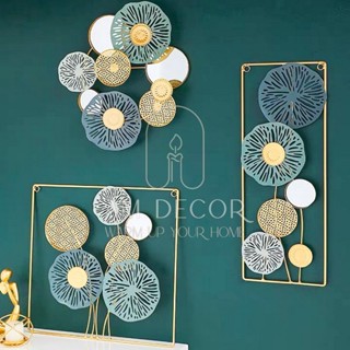 Tranh treo tường gương hoạ tiết hoa lá xanh, kệ để bàn trang trí phòng khách sang trọng - AM Decor