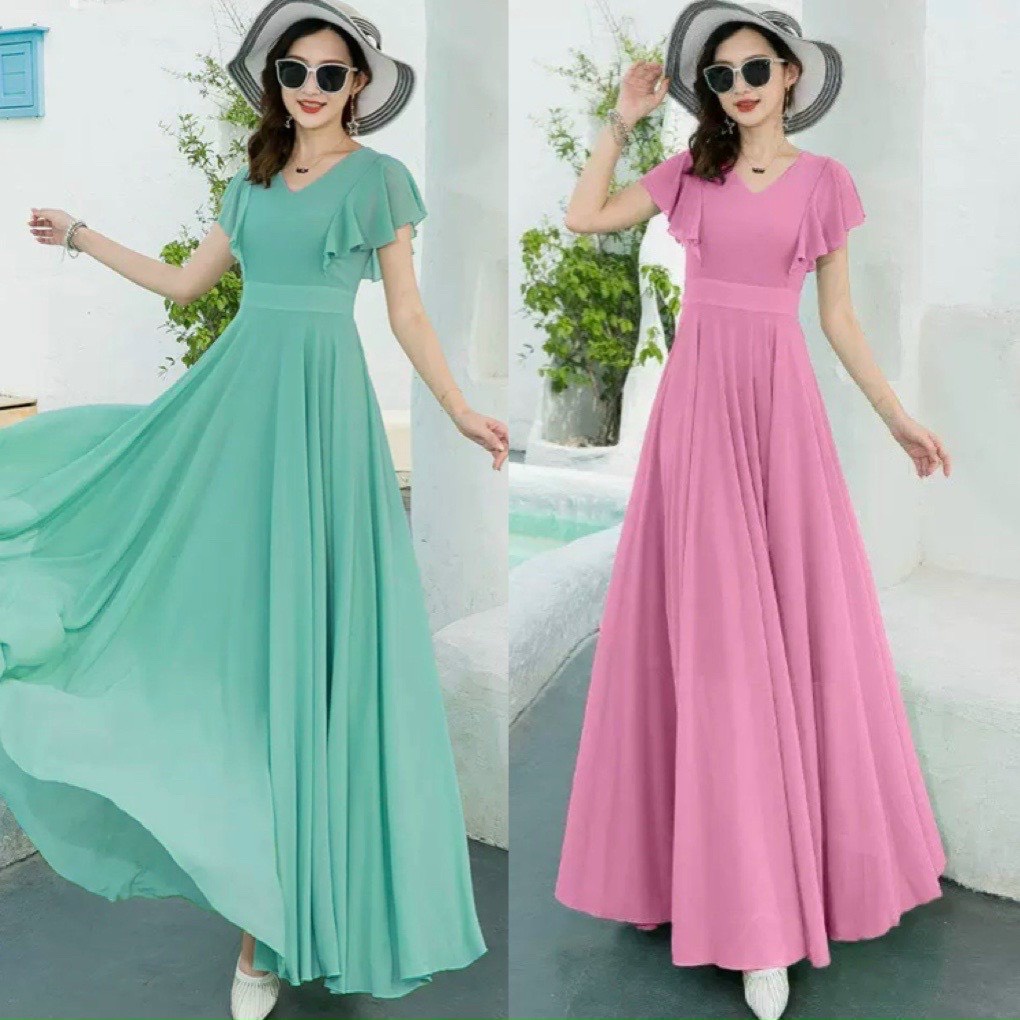 Đầm váy Maxi dài có tay mùa hè cho nữ Đầm váy dạ hội