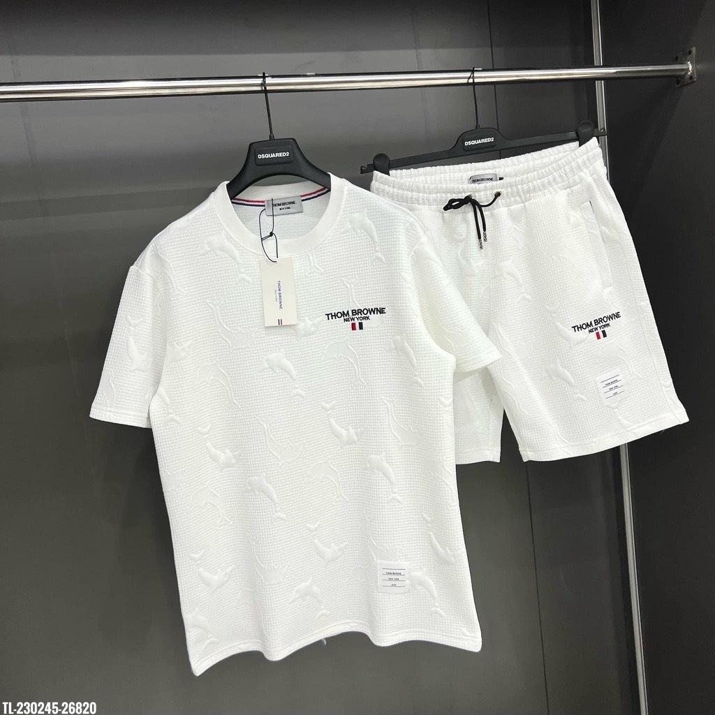 Bộ Thể Thao Nam Thom Browne New York Chất Vân Gạo Dập Nổi Logo Thêu Phong Cách Trẻ Trung Nam Tính