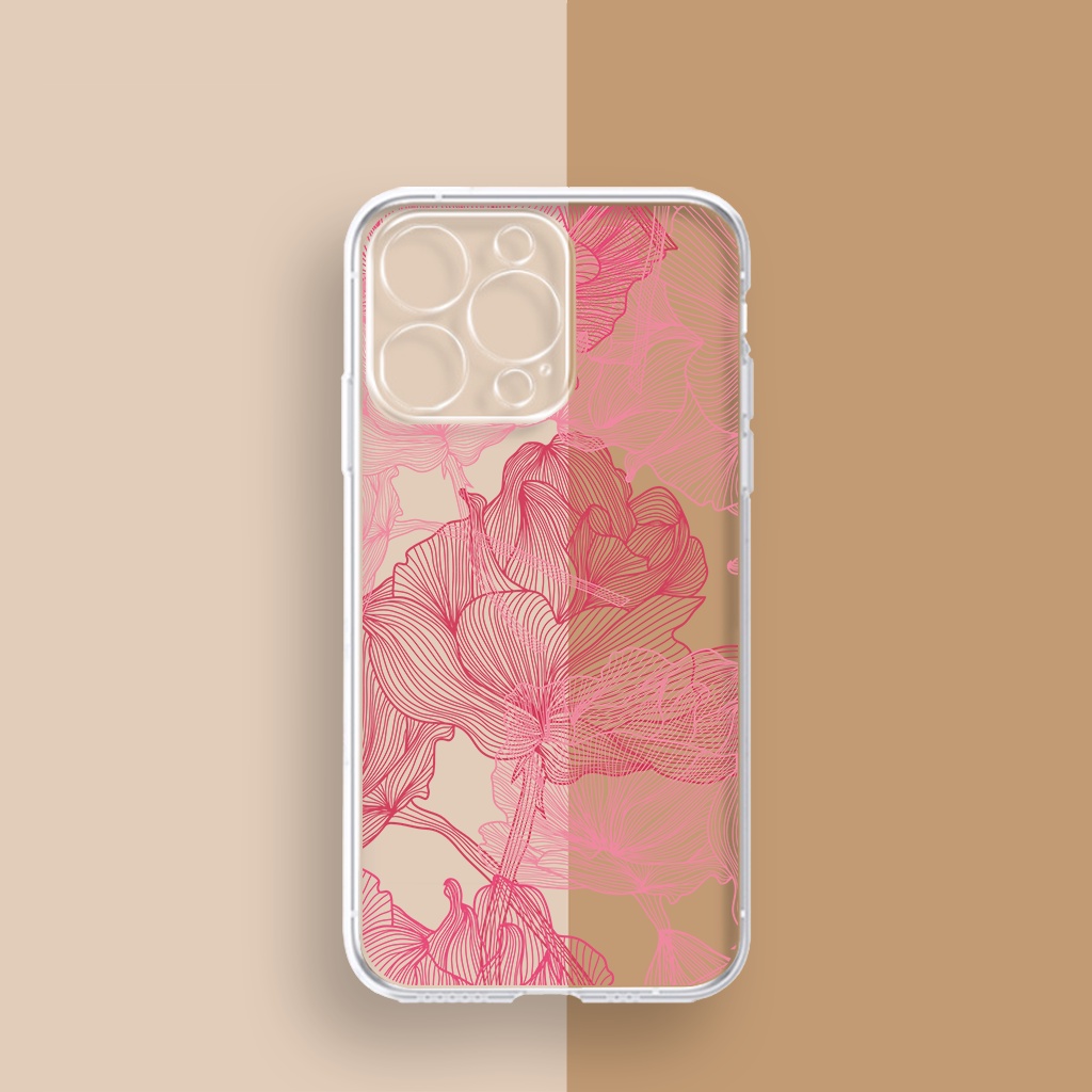 Ốp Điện Thoại Trong Suốt bông hoa vẽ sợi độc lạ Chống Sốc Cho iPhone 11 13 Pro Max 12 Pro Max 7Plus xr u709