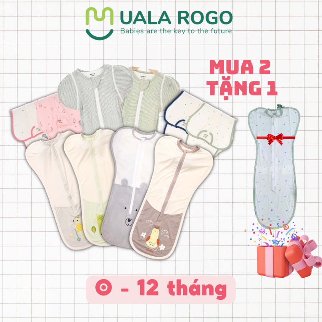Nhộng chũn cho bé Ualarogo 0-12 tháng Cocoon kéo khóa sợi tre Bamboo mềm co giãn 4 chiều thoáng mát dễ mặc bỉm U1