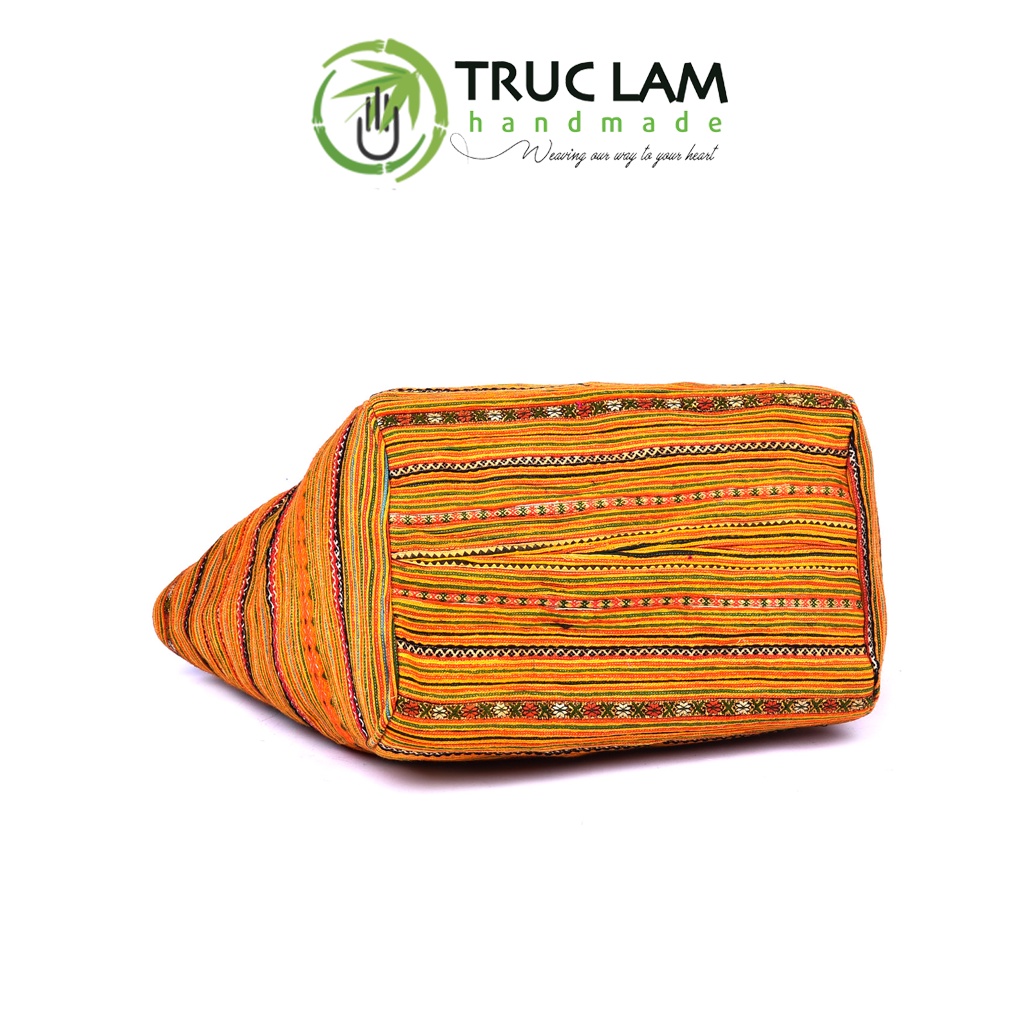 Túi Xách Tay Thời Trang Nữ Hình Bu Gà Vải Thổ Cẩm Thêu Tay Dân Tộc TCT54 Trúc Lâm Handmade