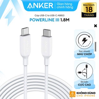 Cáp truyền dữ liệu điện thoại Anker PowerLine III USB-C to USB-C 2.0, 1.8m - A8853