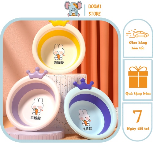 Chậu Rửa Mặt Thỏ Gấp Gọn Cao Cấp Cho Bé Siêu Tiện Lợi Doomi Store - SP420