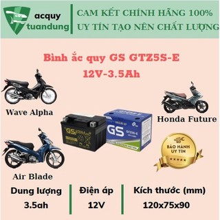 Ắc quy khô dùng cho xe máy gs gtz5s-e 12v-3,5ah