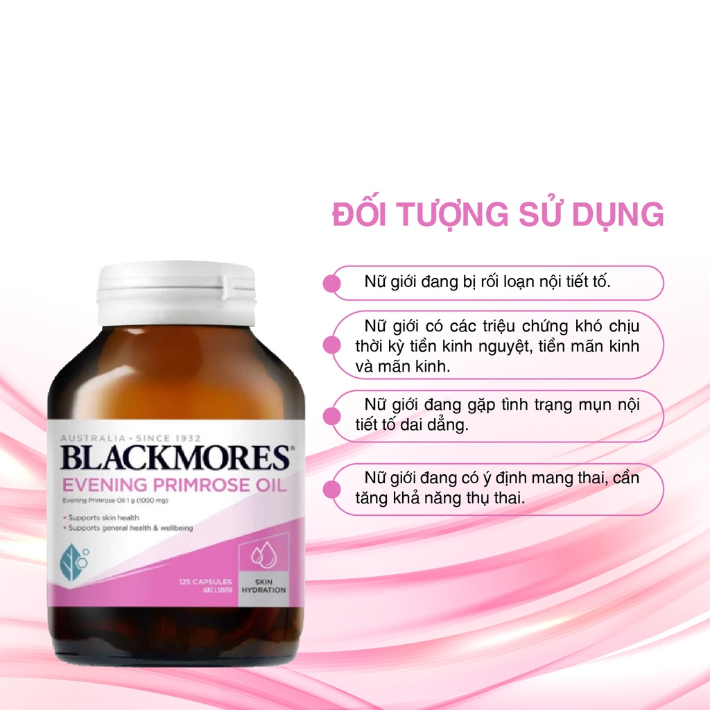 Tinh dầu hoa anh thảo điều hòa nội tiết, giúp đẹp da, tóc, móng Blackmores Evening primrose oil 125 viên