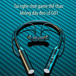 Tai Nghe Bluetooth 5.2 Thể Thao G01 - Đeo Cổ Chống Ồn Thể Thao Nhét Tai Có Micro, pin trâu, âm thanh trung thực