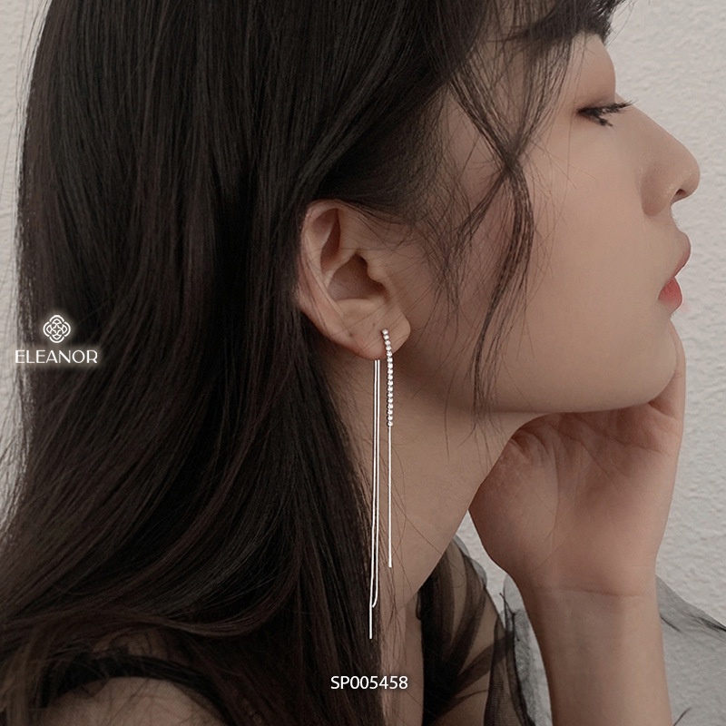 Bông tai nữ chuôi bạc 925 Eleanor Accessories thiết kế tua rua đính đá phụ kiện trang sức 5458