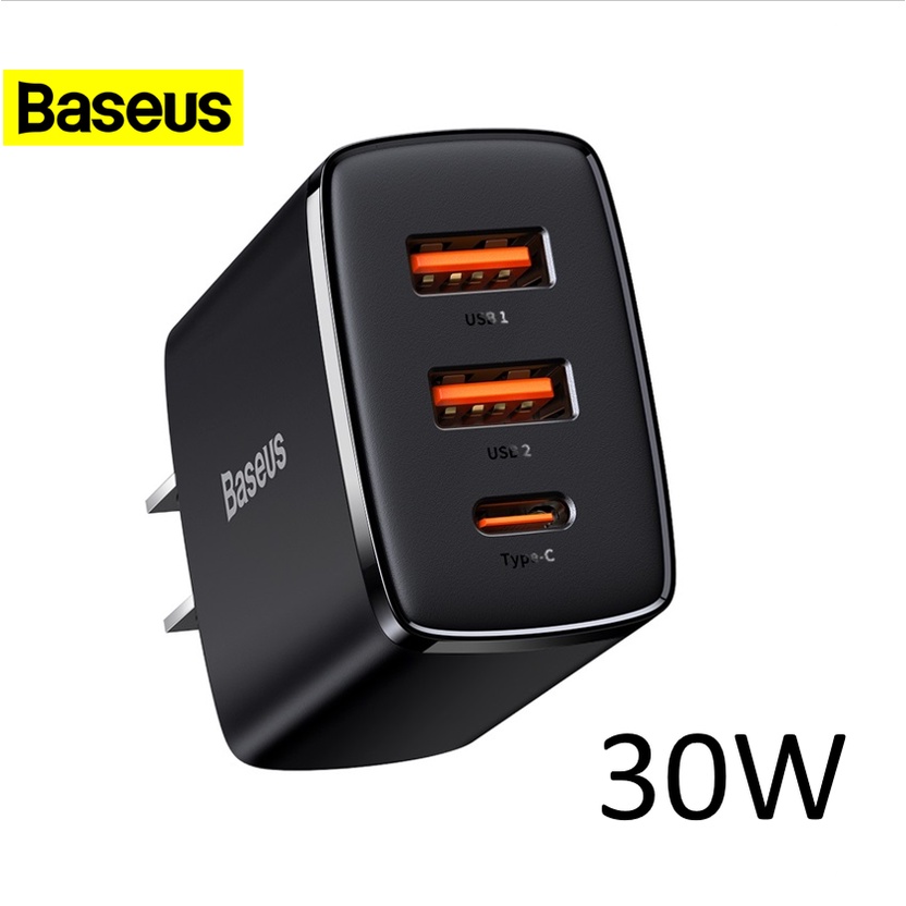 Củ Sạc nhanh 3 Cổng 30W Baseus CCXJ-C01 2U + C Cốc nhỏ gọn cao cấp dùng cho iP samsung oppo xiaomi