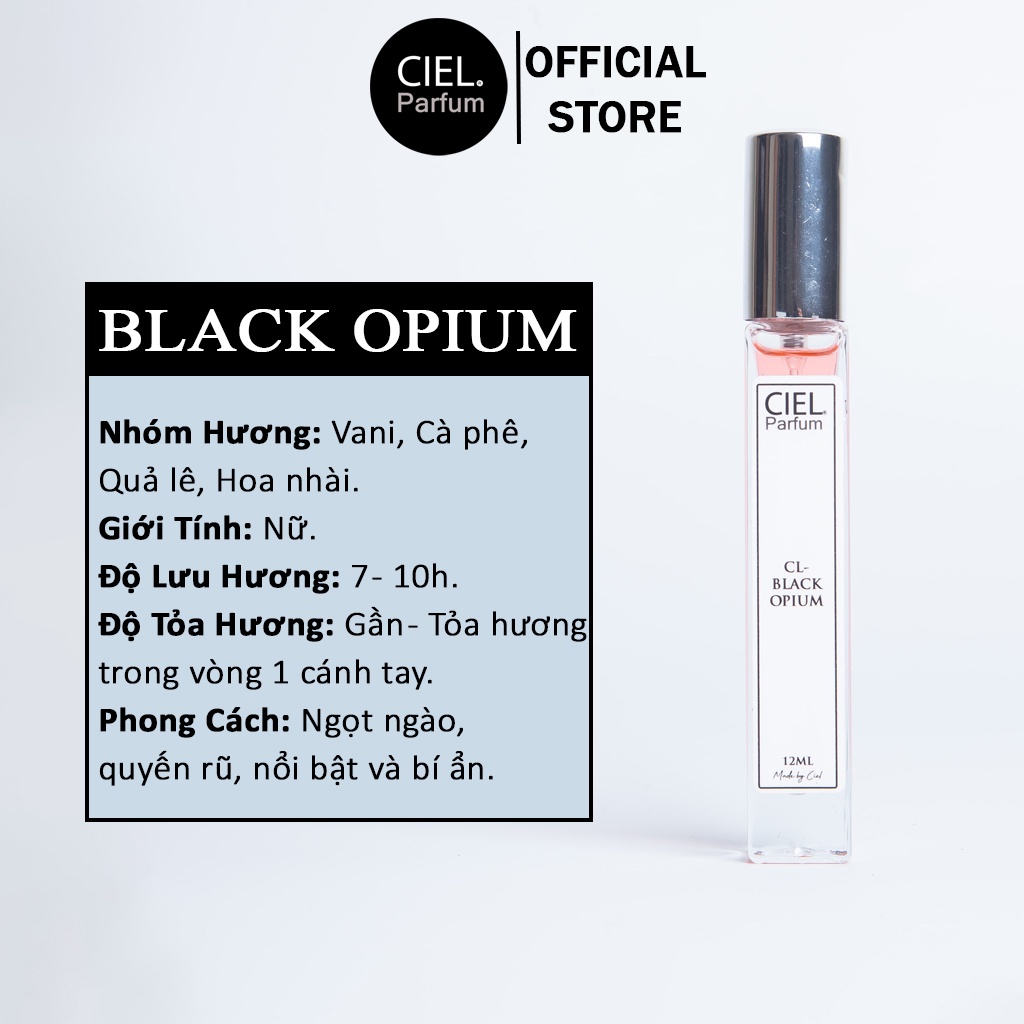 Nước hoa nữ CL BLACK OPIUM cao cấp chính hãng CIEL Parfum 12ml phong cách ngọt ngào, bí ẩn, quyến rũ và đầy mê lực