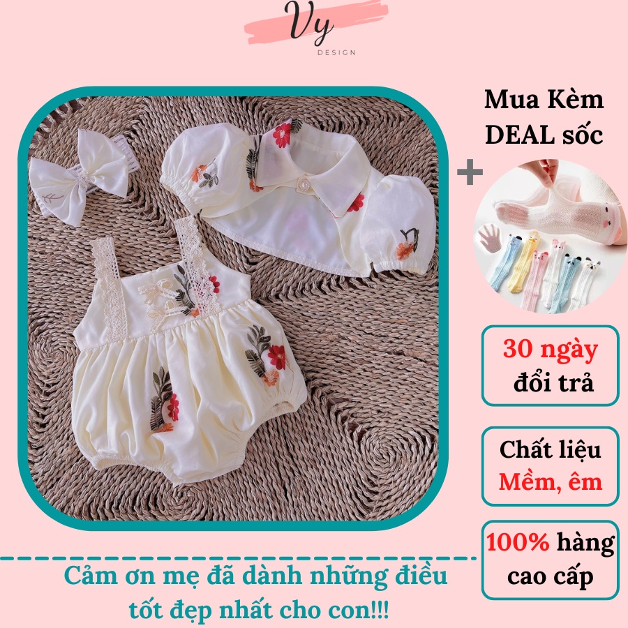 Set Váy Bé Gái Sơ Sinh. Váy Cho Bé Gái Thiết Kế Kèm Choàng Và Băng Đô, Đầm Đầy Tháng Thiết Kế Cao Cấp, Váy Sơ Sinh