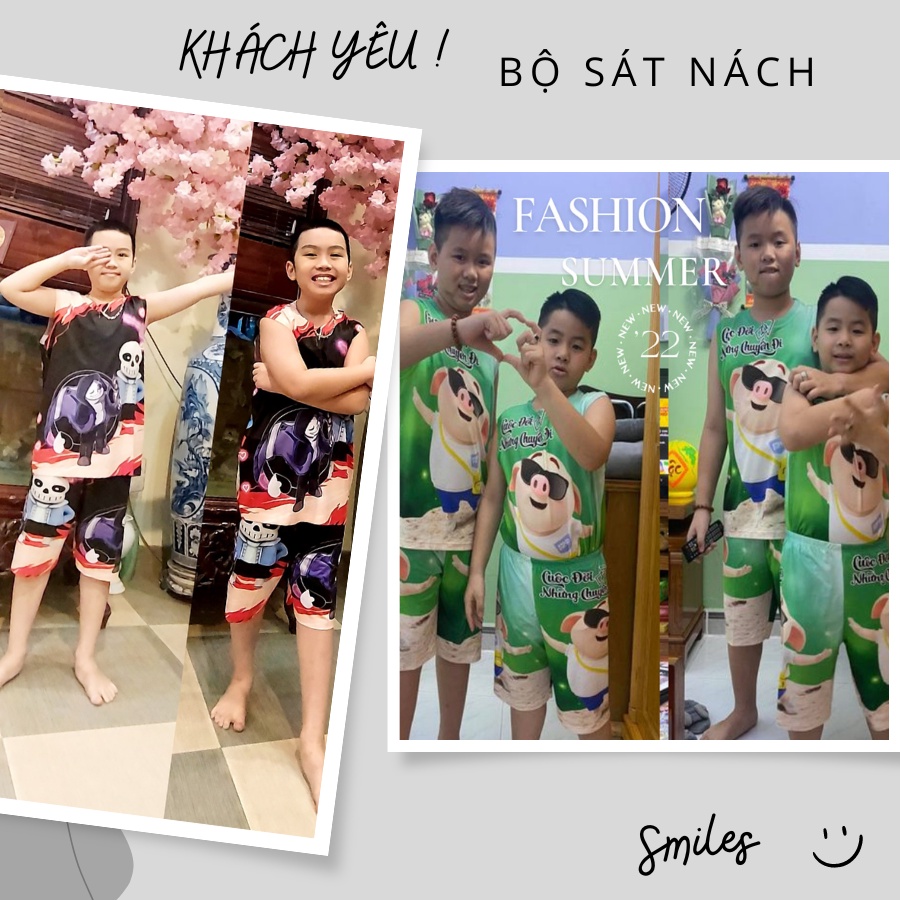 Bộ sát nách Godzilla KingKong bé trai 10kg đến 60kg, đồ bộ ba lỗ thun lạnh mềm mịn, size đại