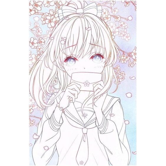 Line art tranh tô màu Anime Girl  giấy dầy đẹp