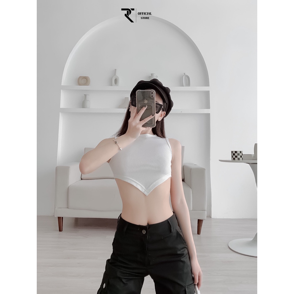 Áo ba lỗ nữ croptop TR Design vạt nhọn thiết kế lạ tanktop dáng ngắn ôm body sexy | BigBuy360 - bigbuy360.vn