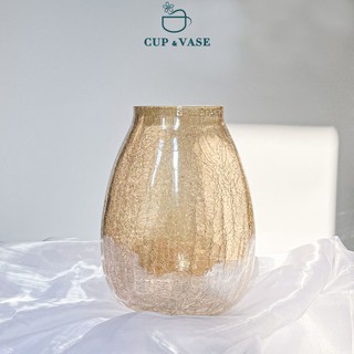 Bình Hoa Thủy Tinh Rạn CUP & VASE Màu Vàng G038