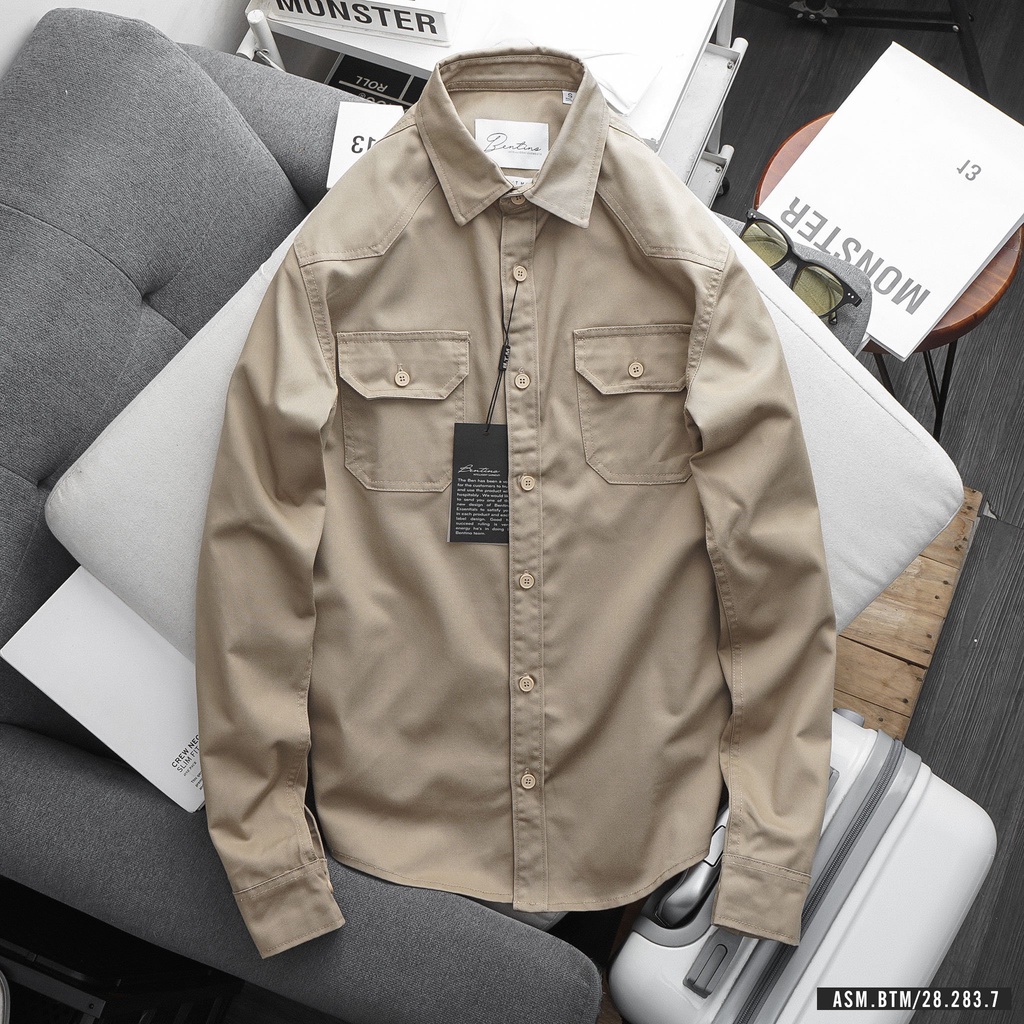 Áo sơ mi  kaki nam dài tay basic 2 túi dày dặn, chất lượng cực đẹp - 283.1 - BTM Studios