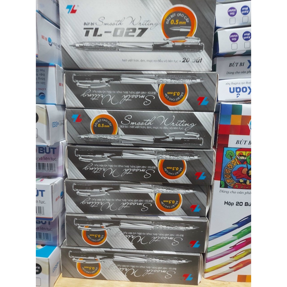 Bút Bi Thiên Long TL-027 - Bút Bi Xanh Đen Đỏ Ngòi Nhỏ 0.5mm - Hàng Loại I